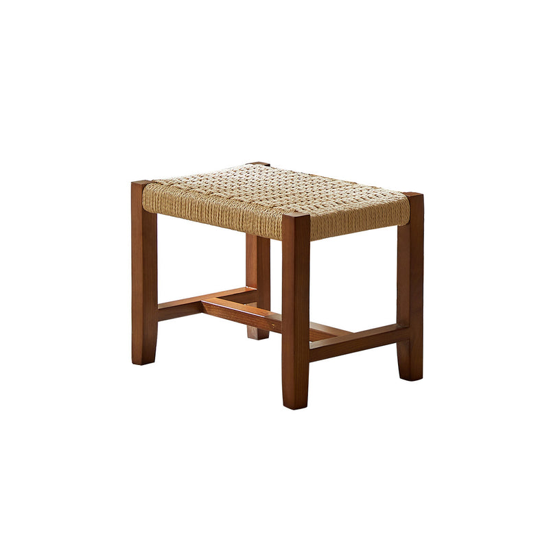Traditional Japanese Weaving Ash Wood Rattan Rectangular Rocking Chair Recliner Armrest Footstool For Living Room