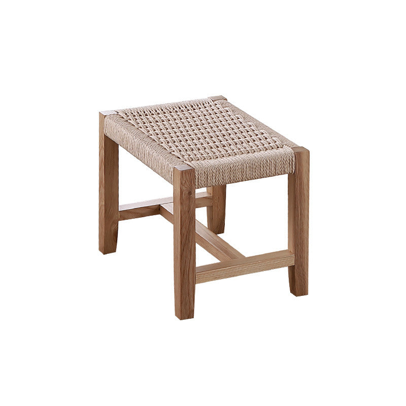 Traditional Japanese Weaving Ash Wood Rattan Rectangular Rocking Chair Recliner Armrest Footstool For Living Room