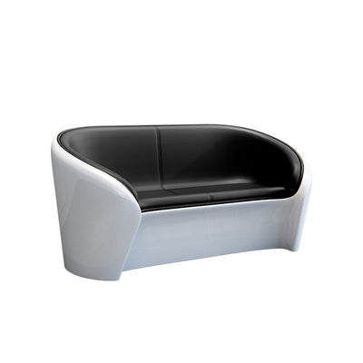 Contemporary Scandinavian Leather Fiberglass Oval Accent Chair & Table Set For Living Room
