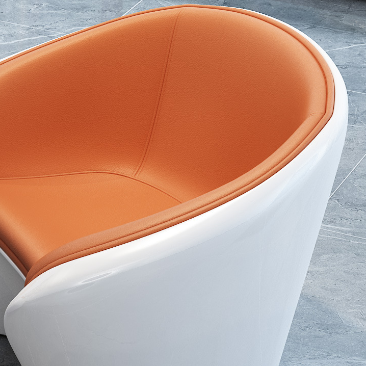 Contemporary Scandinavian Leather Fiberglass Oval Accent Chair & Table Set For Living Room