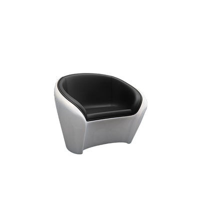 Contemporary Scandinavian Leather Fiberglass Oval Accent Chair & Table Set For Living Room
