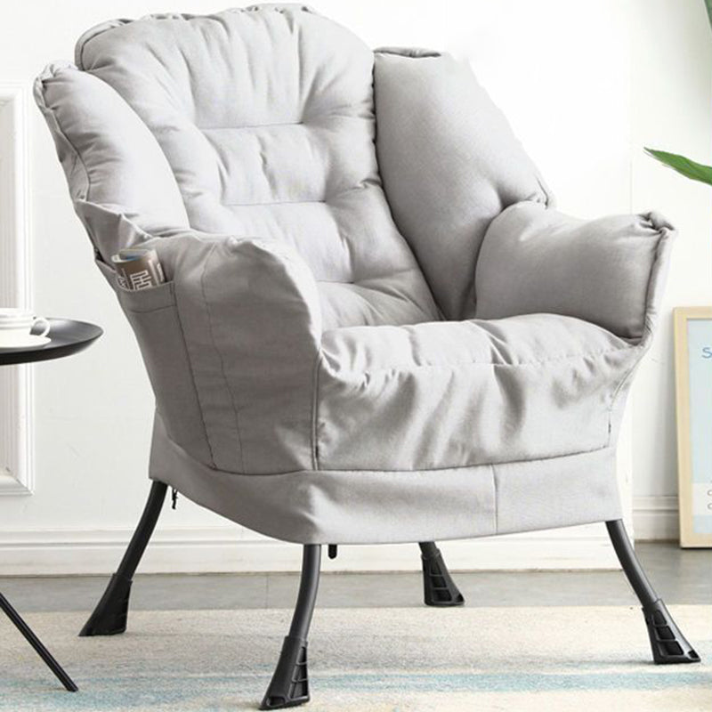 Contemporary Scandinavian Fabric Deerskin Flannel Steel Cotton Petal Square Accent Chair Backrest Detachable Storage Bag For Bedroom