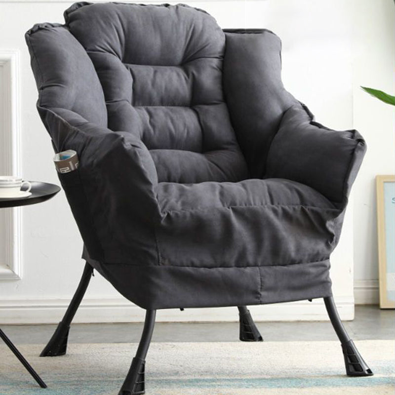 Contemporary Scandinavian Fabric Deerskin Flannel Steel Cotton Petal Square Accent Chair Backrest Detachable Storage Bag For Bedroom
