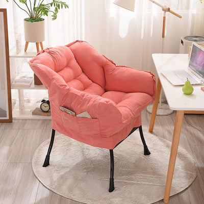 Contemporary Scandinavian Fabric Deerskin Flannel Steel Cotton Petal Square Accent Chair Backrest Detachable Storage Bag For Bedroom