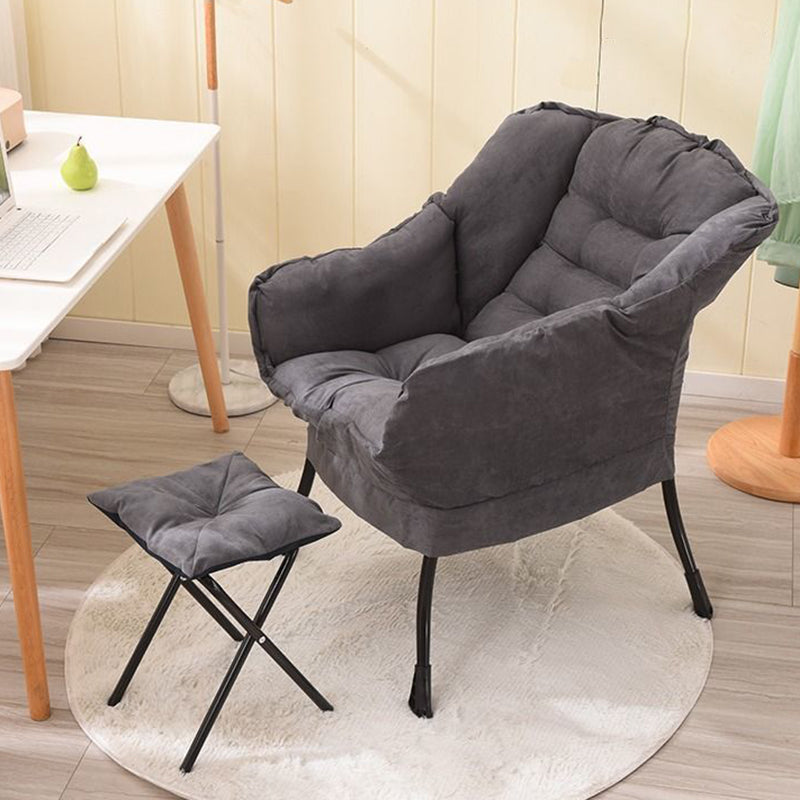 Contemporary Scandinavian Fabric Deerskin Flannel Steel Cotton Petal Square Accent Chair Backrest Detachable Storage Bag For Bedroom
