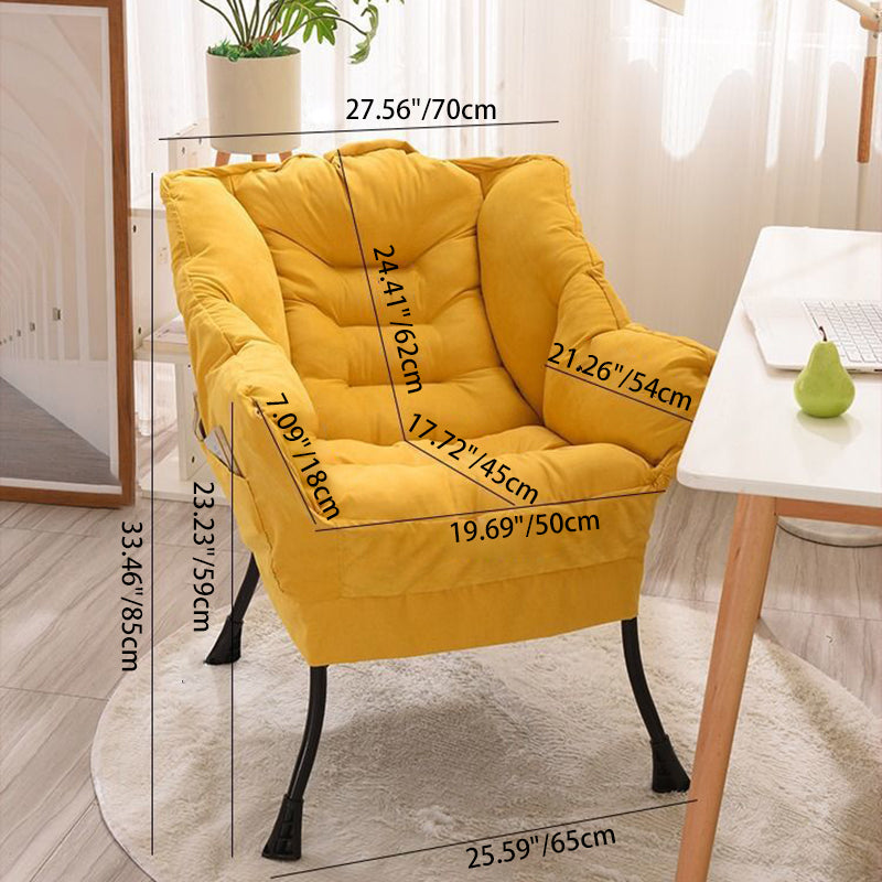 Contemporary Scandinavian Fabric Deerskin Flannel Steel Cotton Petal Square Accent Chair Backrest Detachable Storage Bag For Bedroom