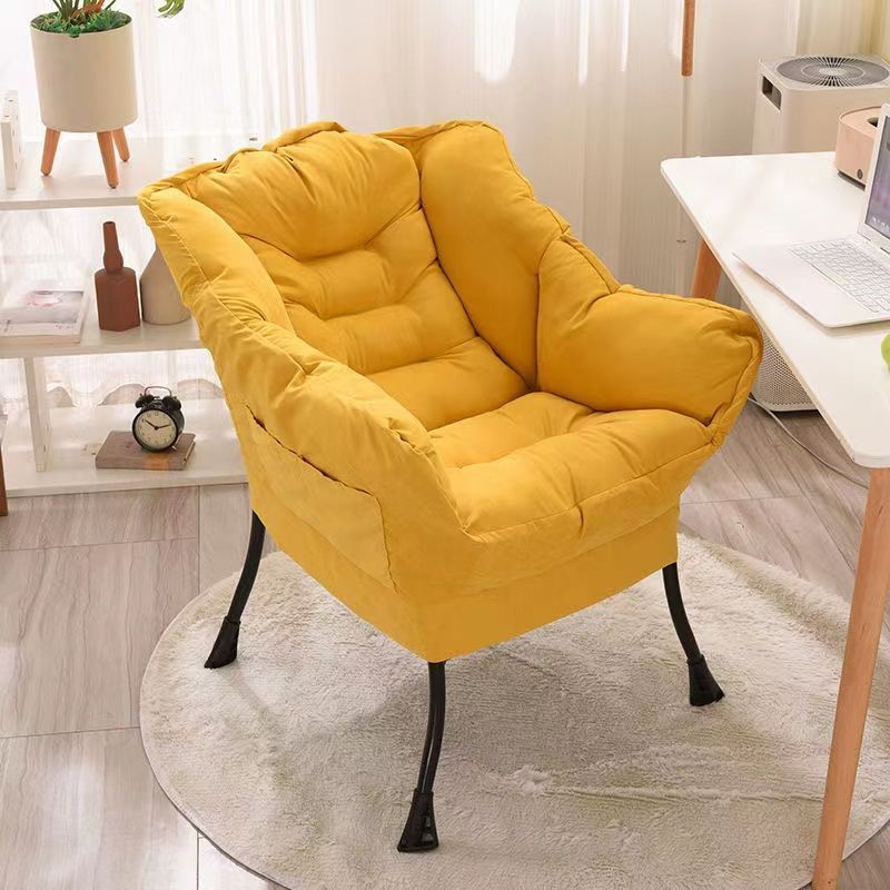 Contemporary Scandinavian Fabric Deerskin Flannel Steel Cotton Petal Square Accent Chair Backrest Detachable Storage Bag For Bedroom