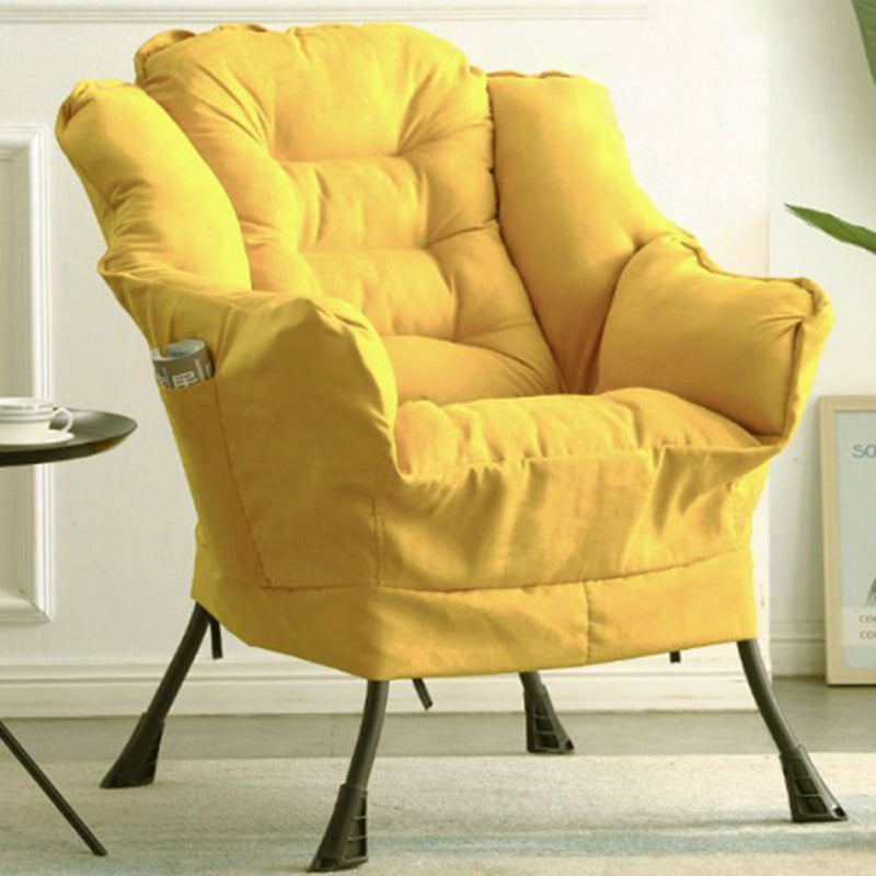 Contemporary Scandinavian Fabric Deerskin Flannel Steel Cotton Petal Square Accent Chair Backrest Detachable Storage Bag For Bedroom
