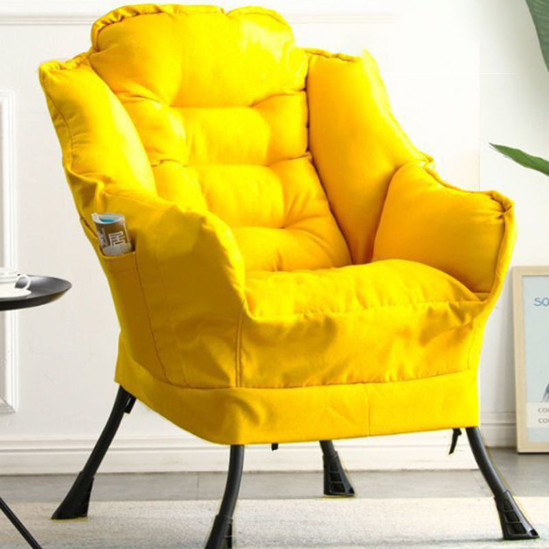 Contemporáneo Escandinavo Tela Piel de Ciervo Franela Acero Algodón Pétalo Silla de Acento Cuadrada Respaldo Bolsa de Almacenamiento Desmontable Para Dormitorio 
