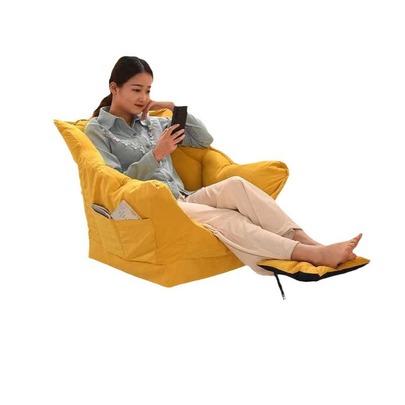 Contemporary Scandinavian Fabric Deerskin Flannel Steel Cotton Petal Square Accent Chair Backrest Detachable Storage Bag For Bedroom