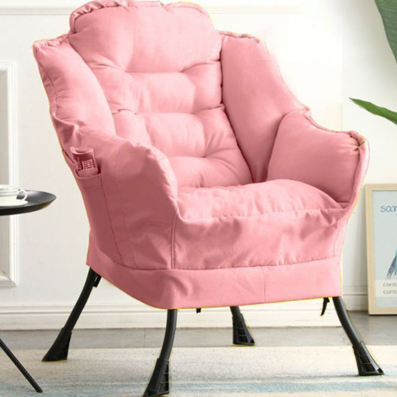Contemporary Scandinavian Fabric Deerskin Flannel Steel Cotton Petal Square Accent Chair Backrest Detachable Storage Bag For Bedroom