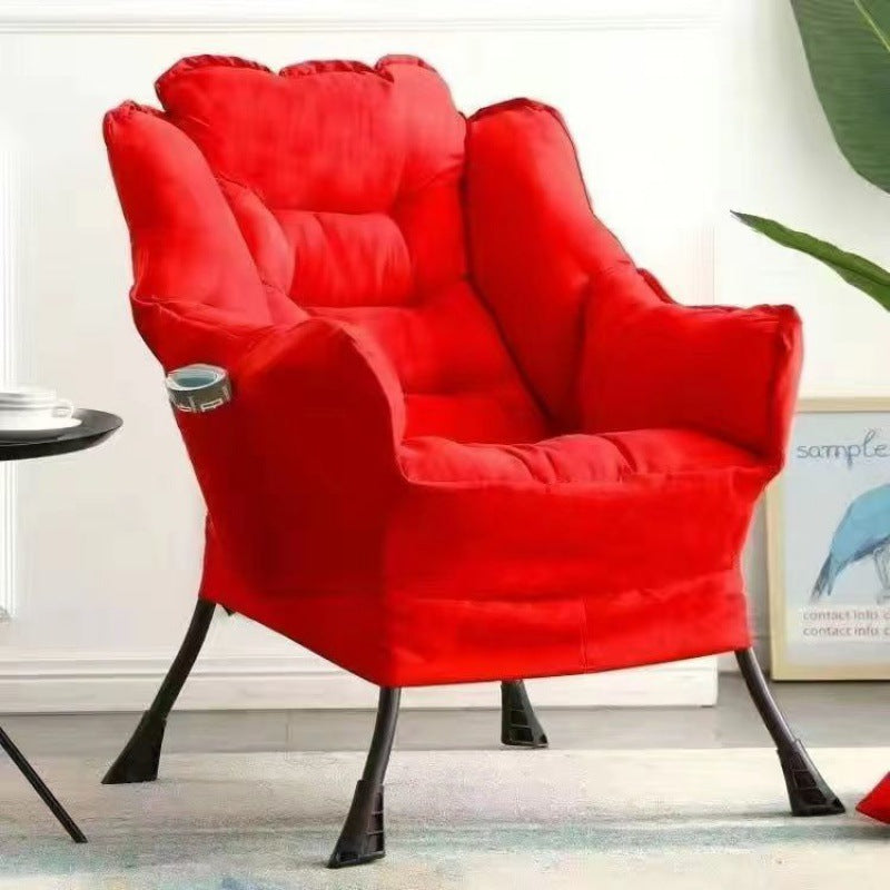 Contemporary Scandinavian Fabric Deerskin Flannel Steel Cotton Petal Square Accent Chair Backrest Detachable Storage Bag For Bedroom