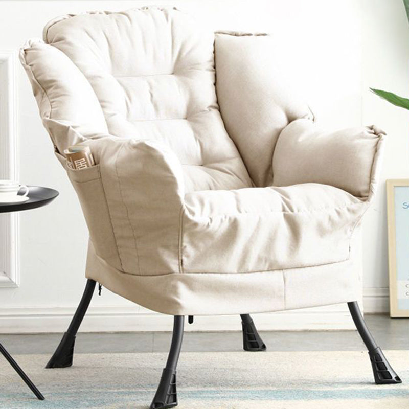 Contemporary Scandinavian Fabric Deerskin Flannel Steel Cotton Petal Square Accent Chair Backrest Detachable Storage Bag For Bedroom