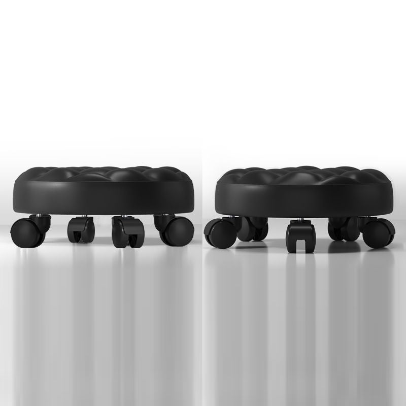 Contemporary Retro Leather Sponge Plate Bread Round Low Stool Backless Movable For Entryway