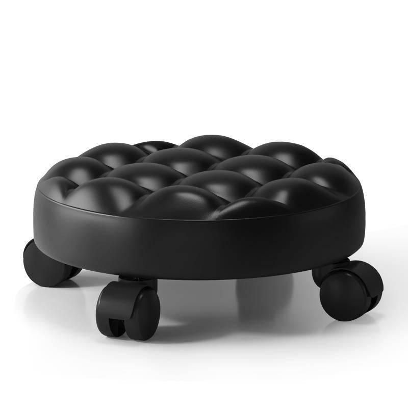Contemporary Retro Leather Sponge Plate Bread Round Low Stool Backless Movable For Entryway