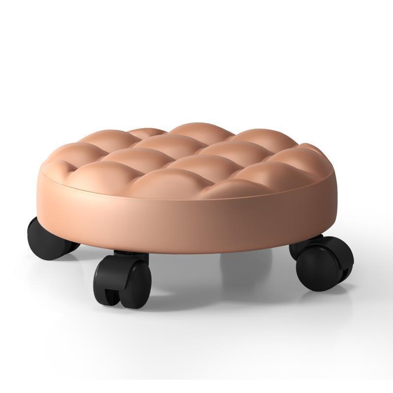 Contemporary Retro Leather Sponge Plate Bread Round Low Stool Backless Movable For Entryway