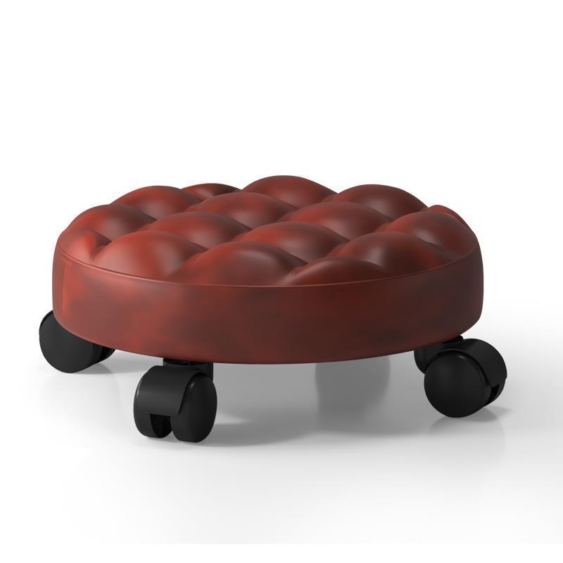 Contemporary Retro Leather Sponge Plate Bread Round Low Stool Backless Movable For Entryway