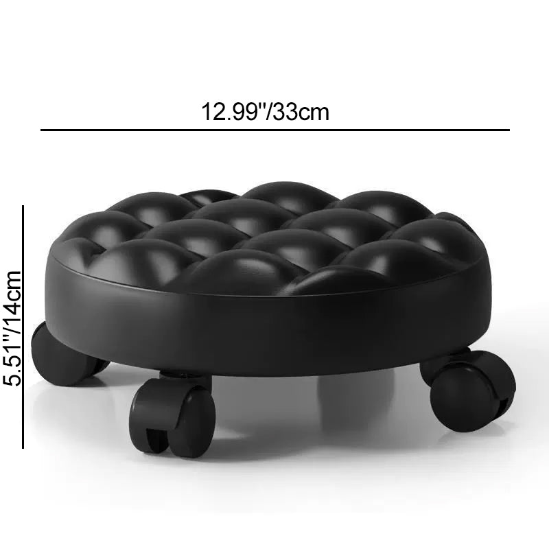 Contemporary Retro Leather Sponge Plate Bread Round Low Stool Backless Movable For Entryway