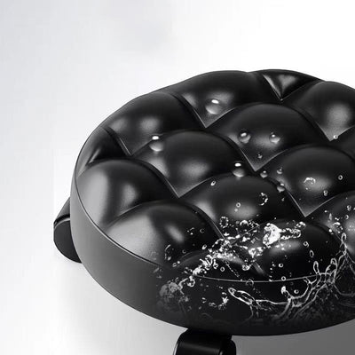 Contemporary Retro Leather Sponge Plate Bread Round Low Stool Backless Movable For Entryway