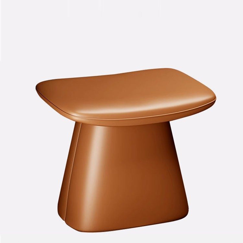 Contemporary Scandinavian Leather Wood Sponge Rectangular Curved Vanity Stool Backless For Bedroom