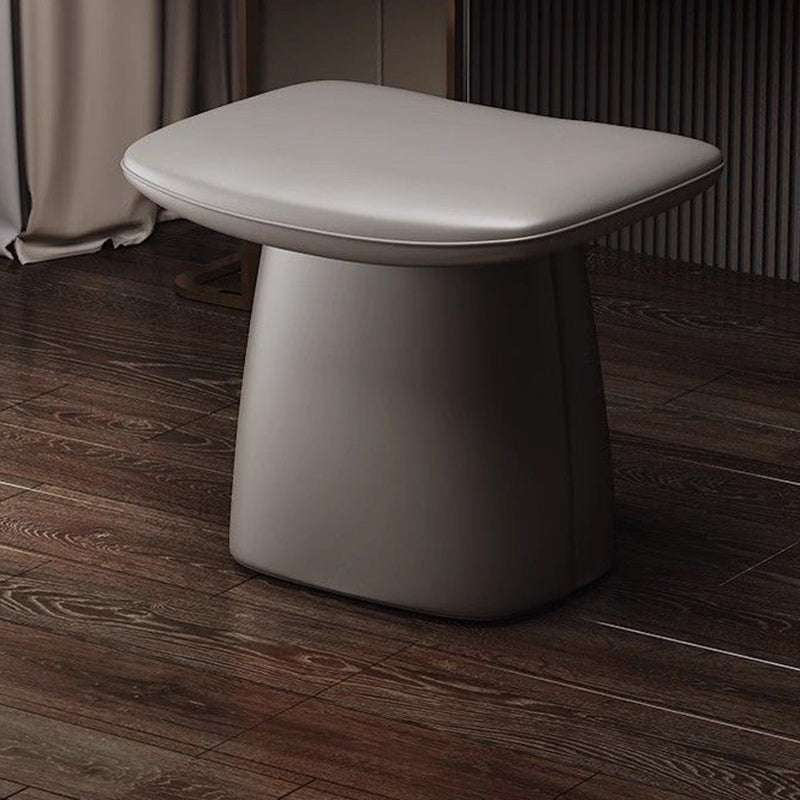 Contemporary Scandinavian Leather Wood Sponge Rectangular Curved Vanity Stool Backless For Bedroom