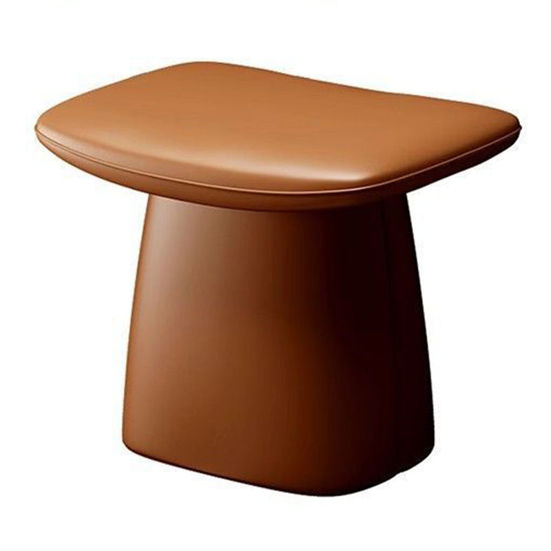 Contemporary Scandinavian Leather Wood Sponge Rectangular Curved Vanity Stool Backless For Bedroom