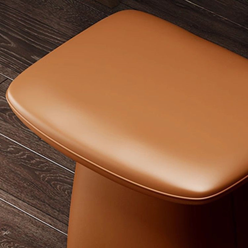 Contemporary Scandinavian Leather Wood Sponge Rectangular Curved Vanity Stool Backless For Bedroom