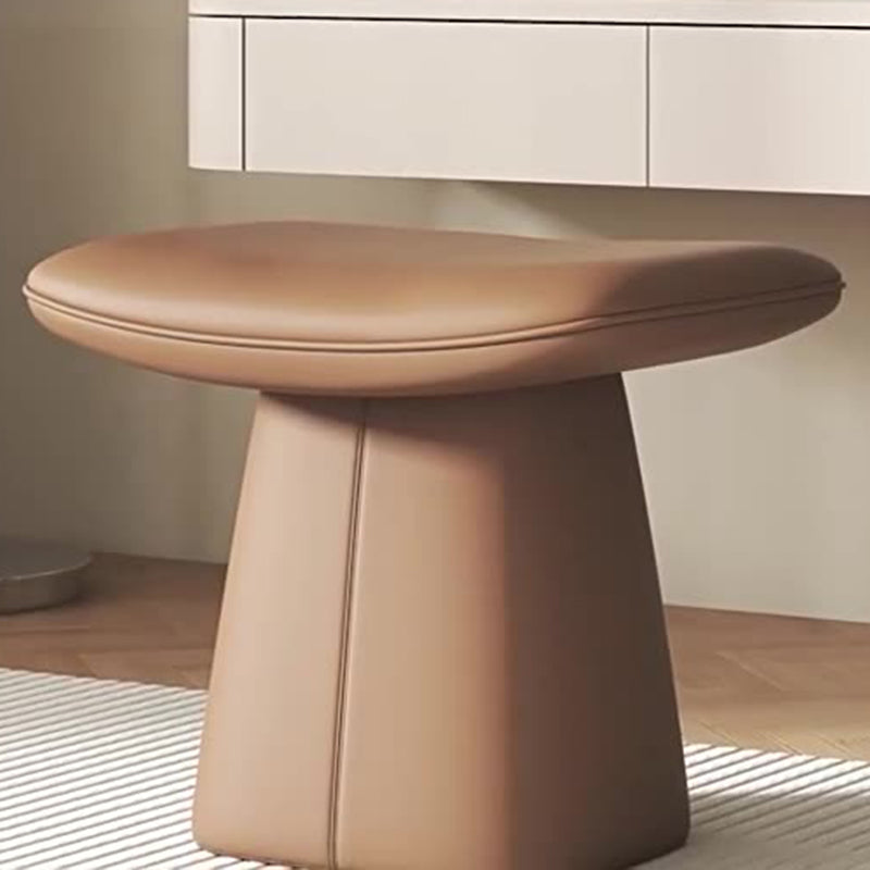 Contemporary Scandinavian Leather Wood Sponge Rectangular Curved Vanity Stool Backless For Bedroom