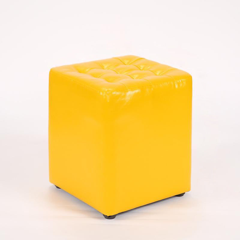 Modern Simplicity Leather Wood Sponge Round Square Footstool Backless For Living Room