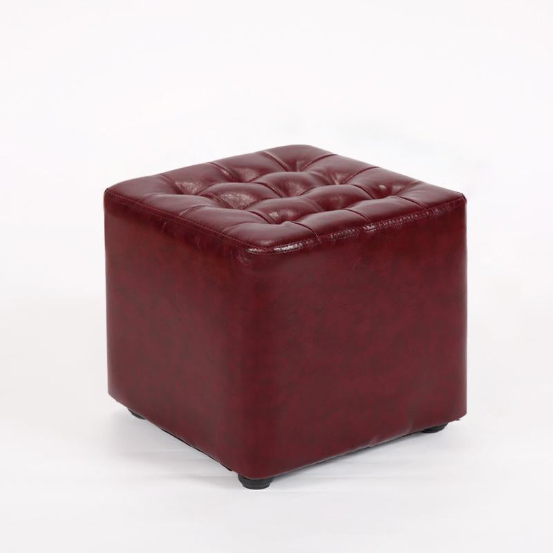 Modern Simplicity Leather Wood Sponge Round Square Footstool Backless For Living Room