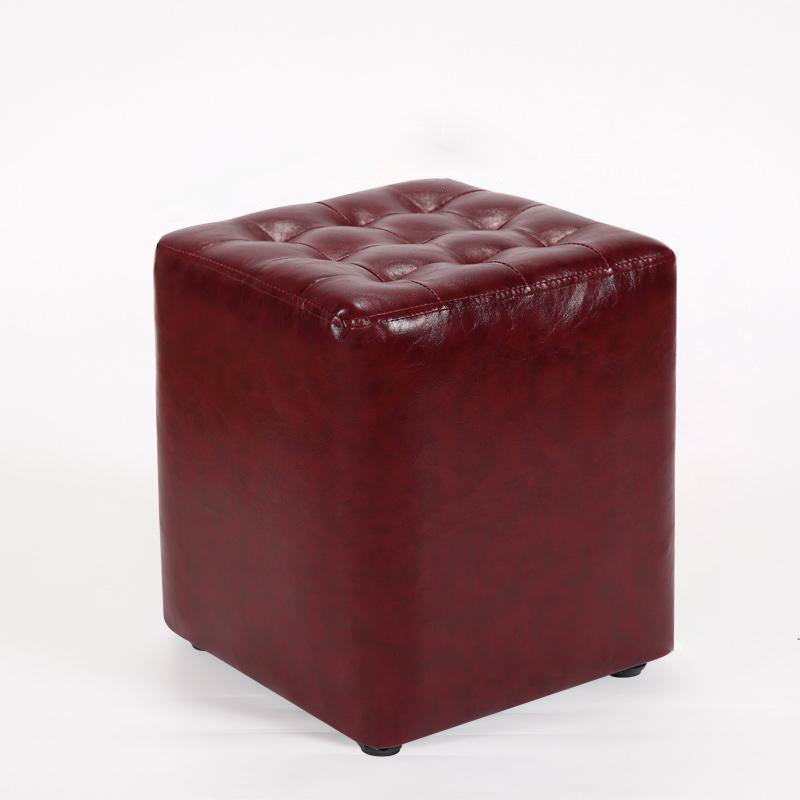 Modern Simplicity Leather Wood Sponge Round Square Footstool Backless For Living Room
