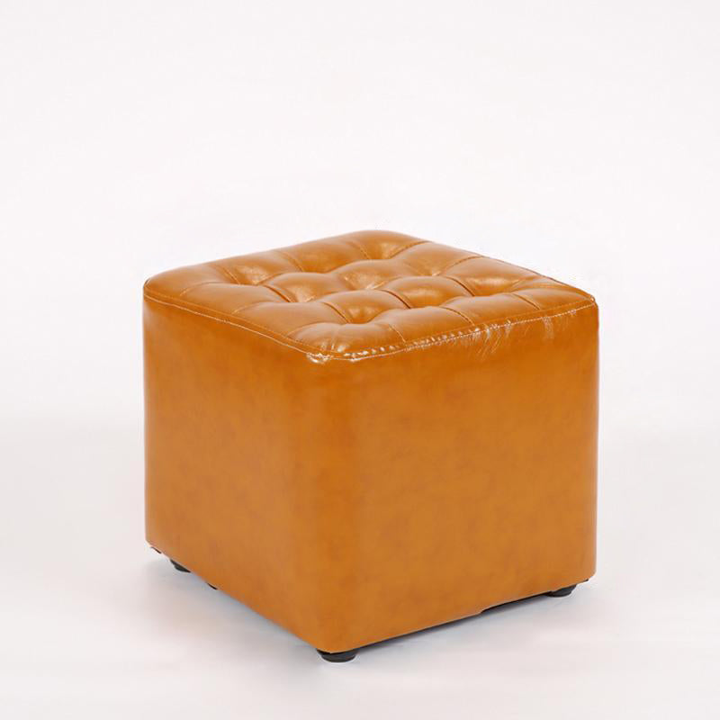 Modern Simplicity Leather Wood Sponge Round Square Footstool Backless For Living Room