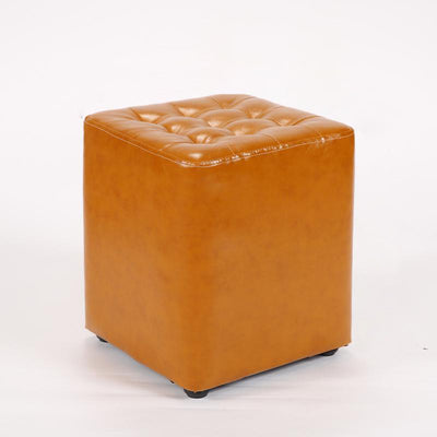 Modern Simplicity Leather Wood Sponge Round Square Footstool Backless For Living Room