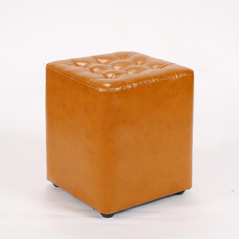Modern Simplicity Leather Wood Sponge Round Square Footstool Backless For Living Room