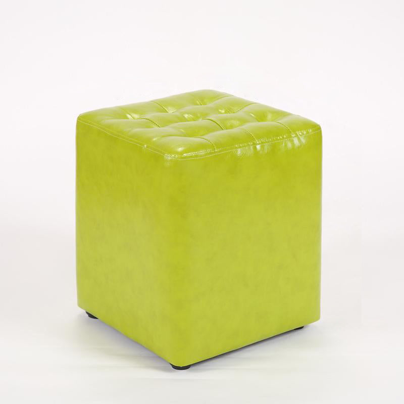 Modern Simplicity Leather Wood Sponge Round Square Footstool Backless For Living Room