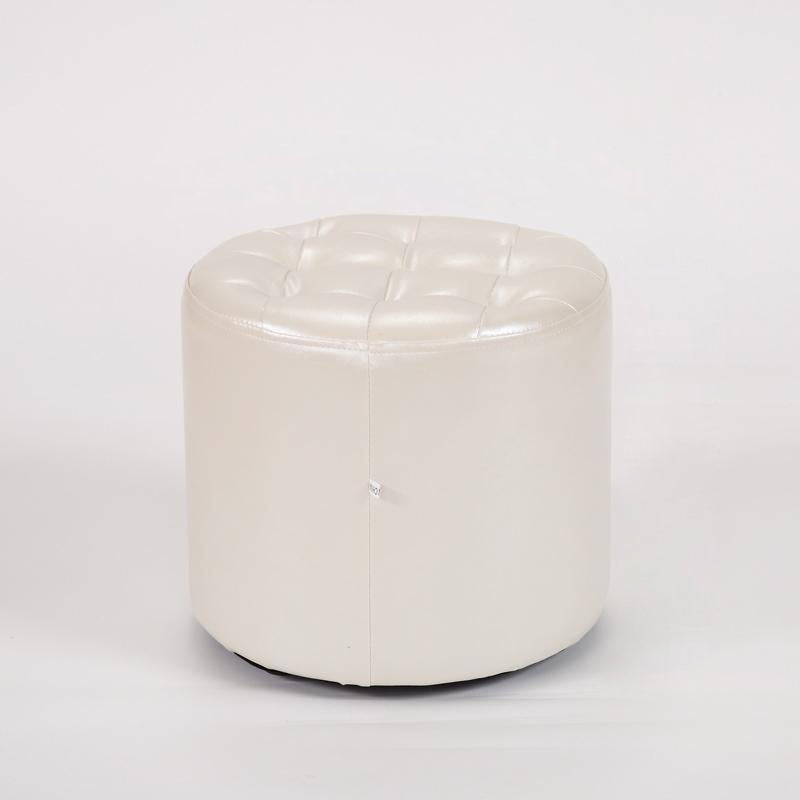 Modern Simplicity Leather Wood Sponge Round Square Footstool Backless For Living Room