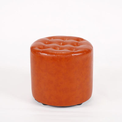 Modern Simplicity Leather Wood Sponge Round Square Footstool Backless For Living Room