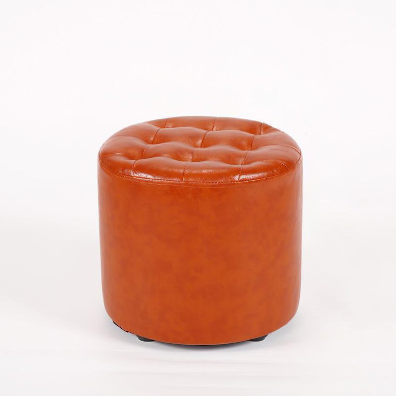 Modern Simplicity Leather Wood Sponge Round Square Footstool Backless For Living Room