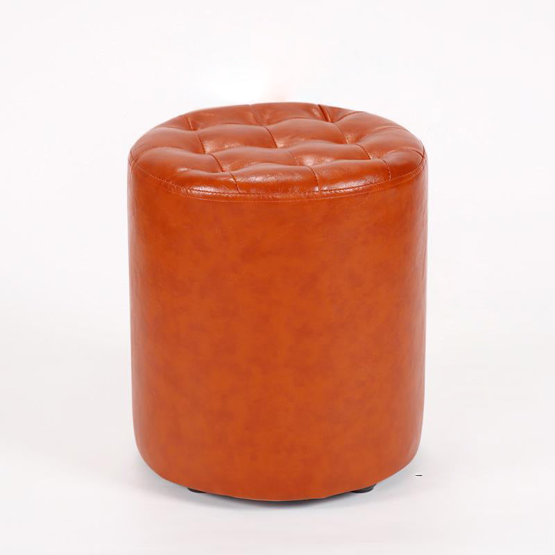 Modern Simplicity Leather Wood Sponge Round Square Footstool Backless For Living Room