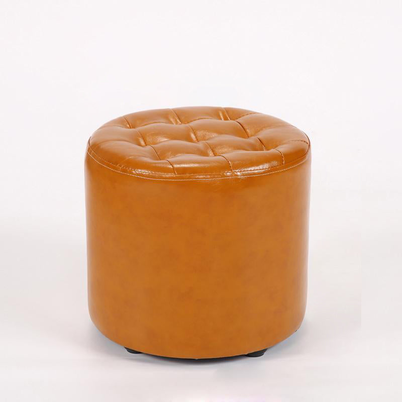 Modern Simplicity Leather Wood Sponge Round Square Footstool Backless For Living Room