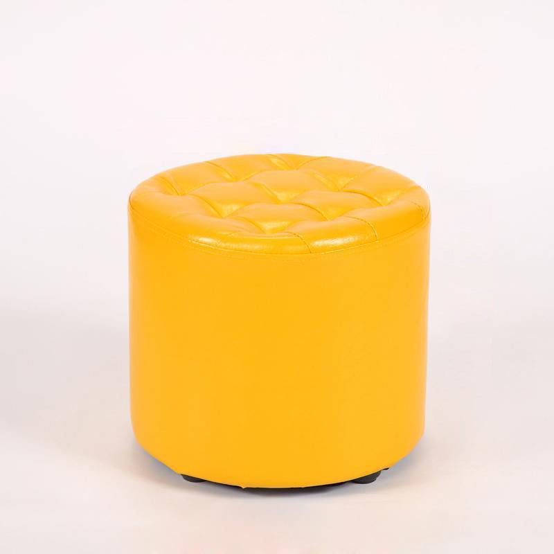 Modern Simplicity Leather Wood Sponge Round Square Footstool Backless For Living Room