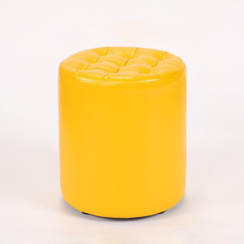 Modern Simplicity Leather Wood Sponge Round Square Footstool Backless For Living Room