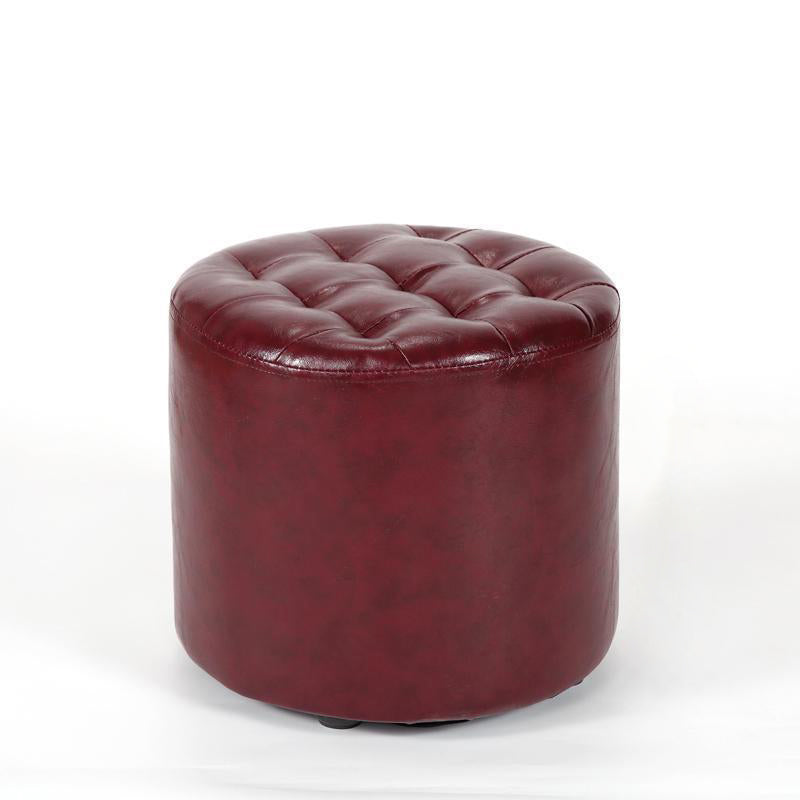 Modern Simplicity Leather Wood Sponge Round Square Footstool Backless For Living Room