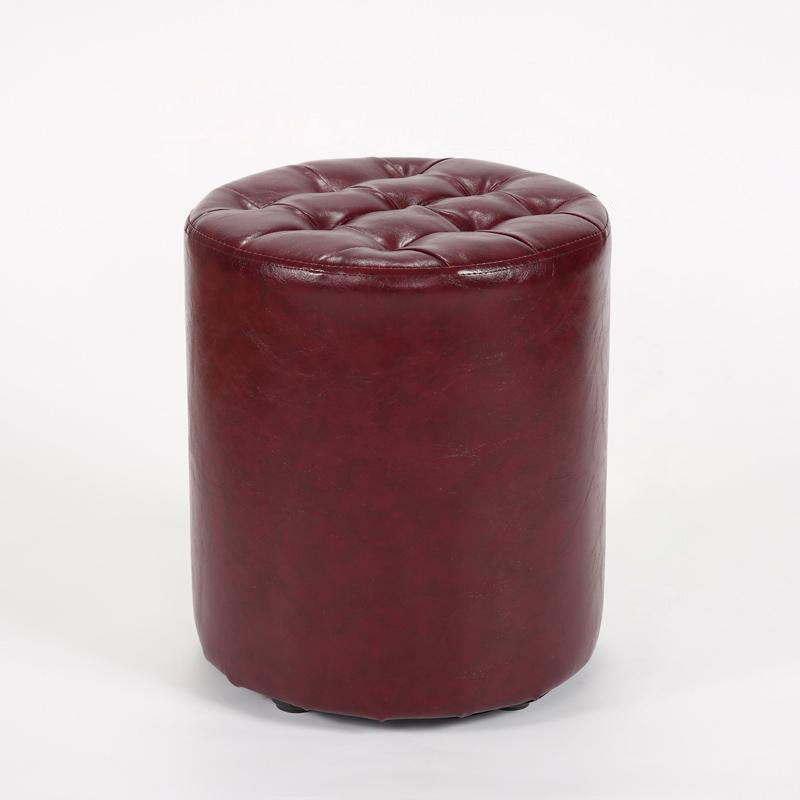 Modern Simplicity Leather Wood Sponge Round Square Footstool Backless For Living Room