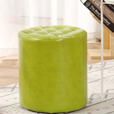 Modern Simplicity Leather Wood Sponge Round Square Footstool Backless For Living Room
