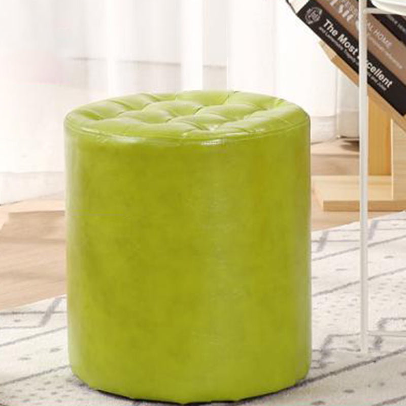 Modern Simplicity Leather Wood Sponge Round Square Footstool Backless For Living Room