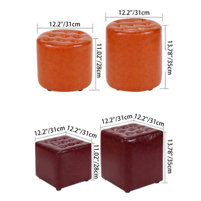Modern Simplicity Leather Wood Sponge Round Square Footstool Backless For Living Room