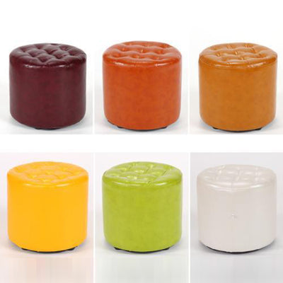 Modern Simplicity Leather Wood Sponge Round Square Footstool Backless For Living Room