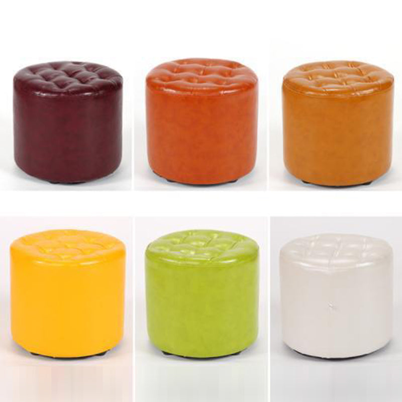 Modern Simplicity Leather Wood Sponge Round Square Footstool Backless For Living Room