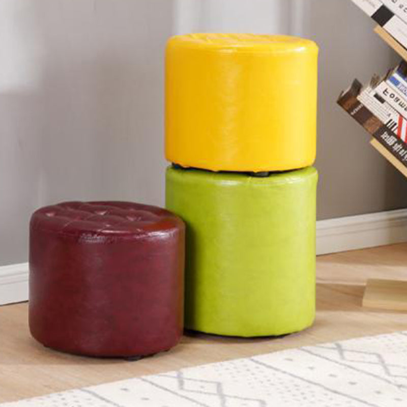 Modern Simplicity Leather Wood Sponge Round Square Footstool Backless For Living Room